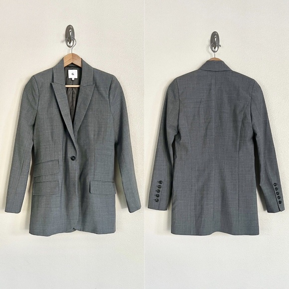 New GWYN Lauren Wool Tailored Blazer Jacket in Light Grey Marl - Picture 9 of 13